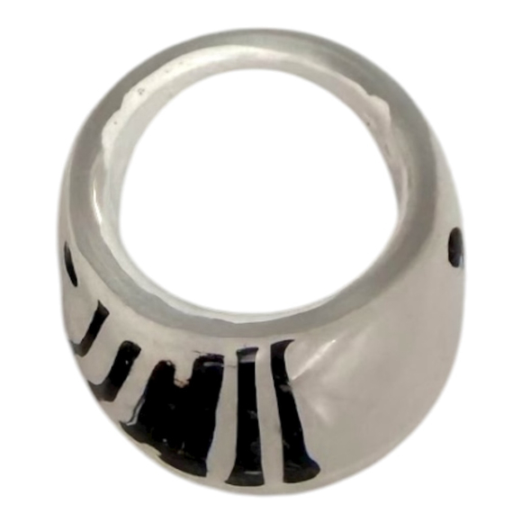 Clear Acrylic Ring with Black Abstract Design – Size 5.25 Y2K - Picture 3 of 4